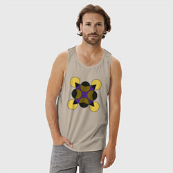 Майка мужская хлопок Геометрические фигуры - круги со звездой, цвет: миндальный — фото 2