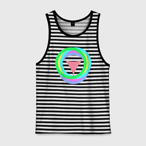 Мужская майка Кольца окружностей с треугольником / Черная тельняшка – фото 1