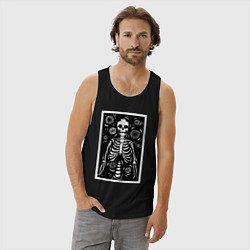 Майка мужская хлопок Скелет иллюстрация, цвет: черный — фото 2
