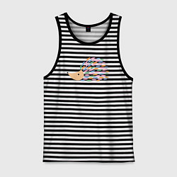 Майка мужская хлопок Милый ёж, цвет: черная тельняшка