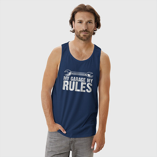 Мужская майка Мой гараж мой правила / Тёмно-синий – фото 3