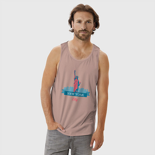Мужская майка Статуя Свободы в Нью-Йорке / Пыльно-розовый – фото 3