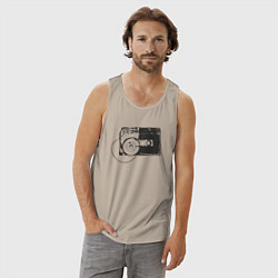 Майка мужская хлопок Аудио кассета, цвет: миндальный — фото 2