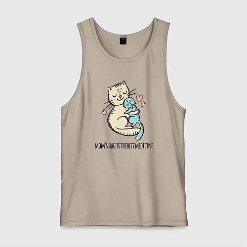 Мужская майка Объятия мамы лучшее лекарство / Миндальный – фото 1