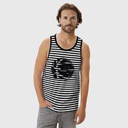 Майка мужская хлопок Black ball, цвет: черная тельняшка — фото 2