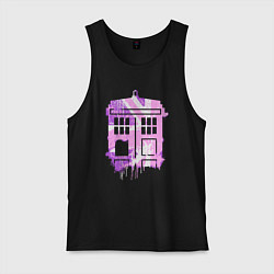 Майка мужская хлопок Pink tardis, цвет: черный