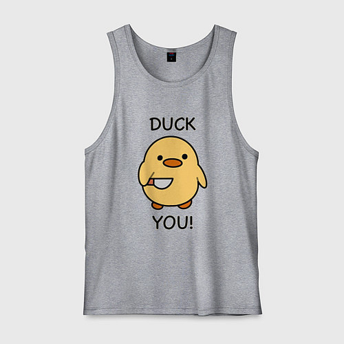 Мужская майка Утка с ножом fuck you / Меланж – фото 1