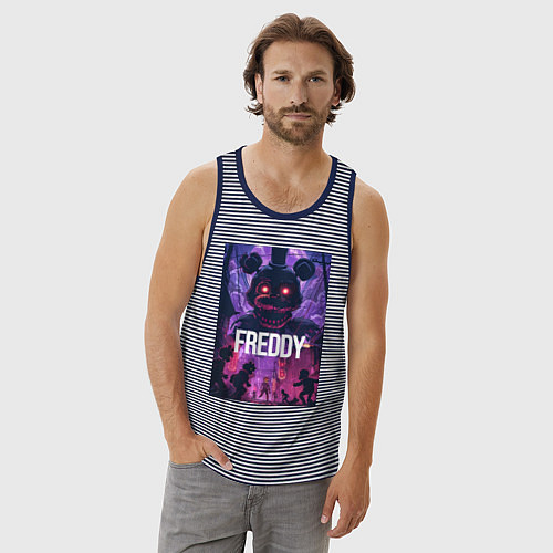 Мужская майка Freddy - мишка Фредди / Синяя тельняшка – фото 3