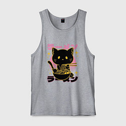 Майка мужская хлопок Котик с лапшой, цвет: меланж