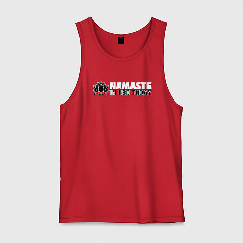 Мужская майка Намасте сегодня в постели / Красный – фото 1
