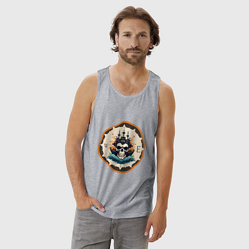 Мужская майка Приключения пиратов / Меланж – фото 3