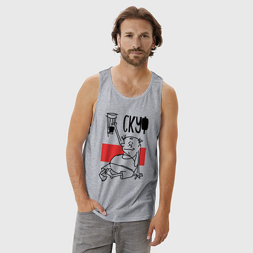 Мужская майка Скуф - поднимает тост / Меланж – фото 3