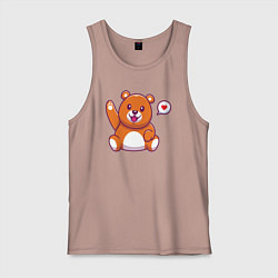 Майка мужская хлопок Привет от мишки, цвет: пыльно-розовый