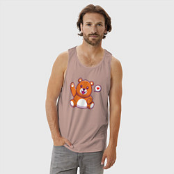 Майка мужская хлопок Привет от мишки, цвет: пыльно-розовый — фото 2