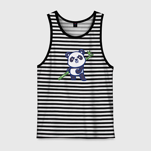 Мужская майка Панда воин / Черная тельняшка – фото 1