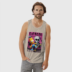 Майка мужская хлопок Bart Simpson and skateboard - extreme, цвет: миндальный — фото 2