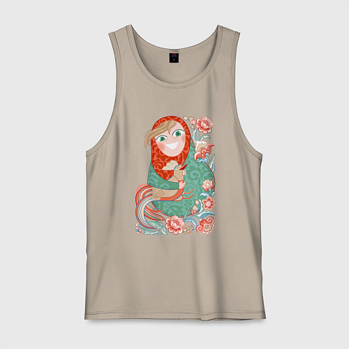 Мужская майка Матрешка и Петя Петушок Золотой гребешок / Миндальный – фото 1