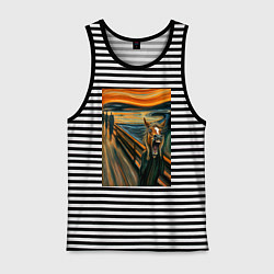 Майка мужская хлопок Лошадь кричит - мем картина от нейросети, цвет: черная тельняшка