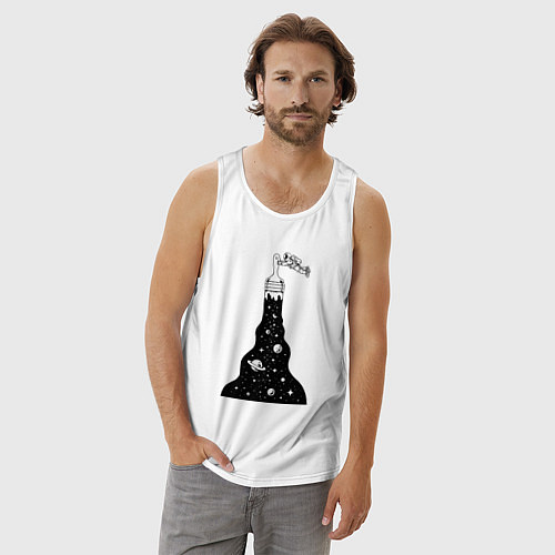 Мужская майка Художник космонавт / Белый – фото 3