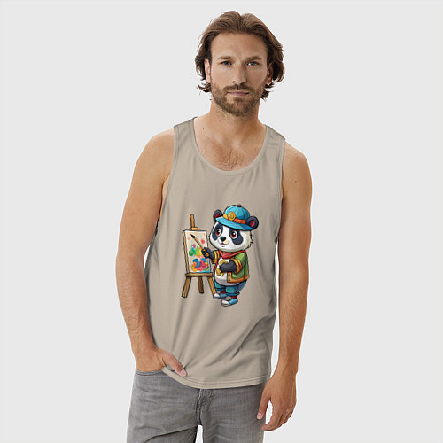 Мужская майка Панда-художник / Миндальный – фото 3