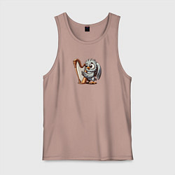 Майка мужская хлопок Гарпия играет на арфе и поет, цвет: пыльно-розовый