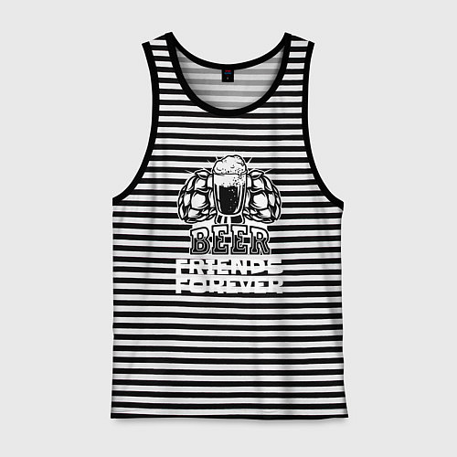 Мужская майка Пивные друзья навсегда / Черная тельняшка – фото 1