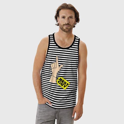 Мужская майка Лучший парень / Черная тельняшка – фото 3