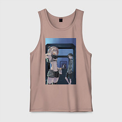 Майка мужская хлопок Песнь ночных сов Ко Ямори, цвет: пыльно-розовый