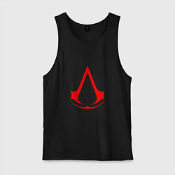 Майка мужская хлопок Red logo of assassins, цвет: черный