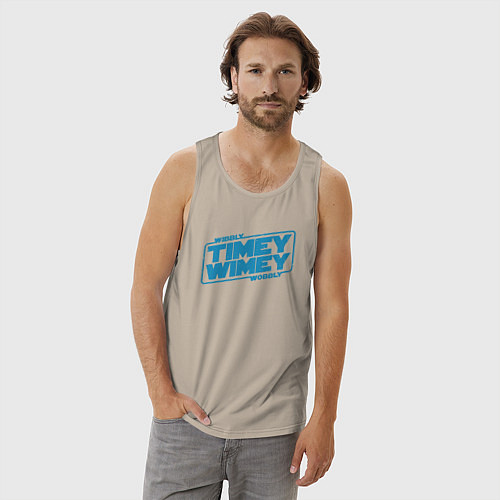 Мужская майка Timey wimey wibbly wobbly / Миндальный – фото 3