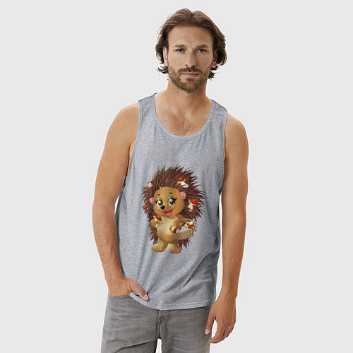 Мужская майка Красивый добрый ежик / Меланж – фото 3