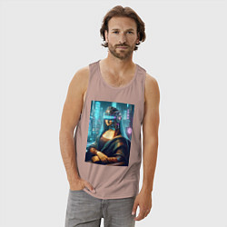 Майка мужская хлопок Gioconda - cyberpunk ai art fantasy, цвет: пыльно-розовый — фото 2