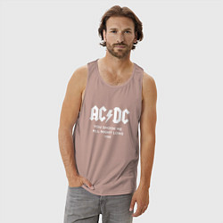 Майка мужская хлопок AC DC - You shook me all night long 1980, цвет: пыльно-розовый — фото 2