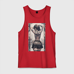 Майка мужская хлопок Татуированная спина девушки, цвет: красный