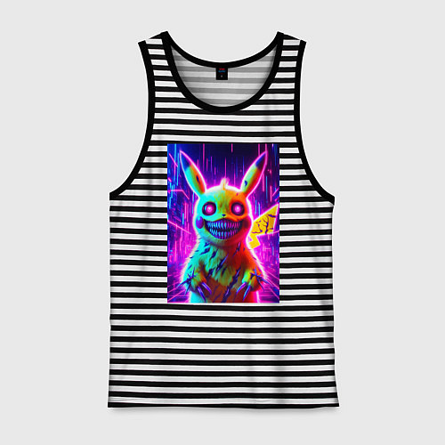 Мужская майка Пикачу монстр - хэллоуинский хоррор / Черная тельняшка – фото 1