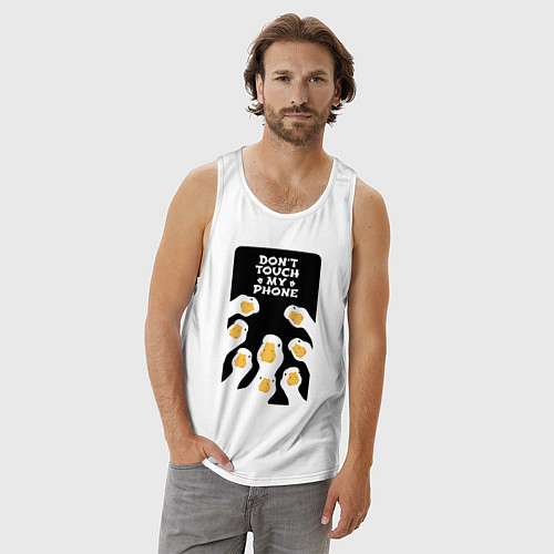 Мужская майка Гуси - не трогай мой телефон / Белый – фото 3