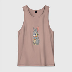 Майка мужская хлопок Веселый заяц русак, цвет: пыльно-розовый