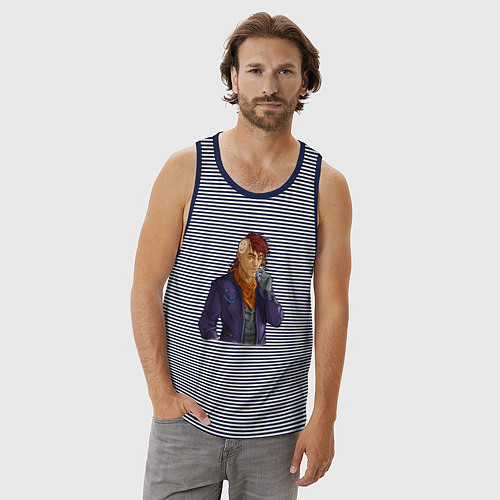 Мужская майка Randy - RimWorld / Синяя тельняшка – фото 3