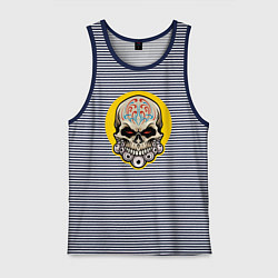 Майка мужская хлопок Череп и глаза, цвет: синяя тельняшка