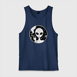 Майка мужская хлопок Alien in smoke, цвет: тёмно-синий