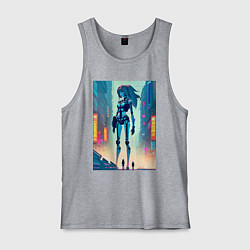 Майка мужская хлопок Cyber girl from future - fantasy, цвет: меланж
