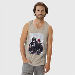 Майка мужская хлопок Моя геройская академия Сёто Тодороки, цвет: миндальный — фото 2