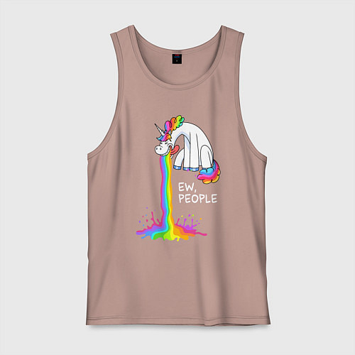 Мужская майка Единорог - не любит людей / Пыльно-розовый – фото 1