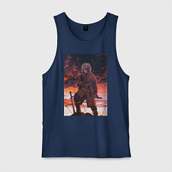 Майка мужская хлопок Сага о Винланде Торфинн исландский воин, цвет: тёмно-синий