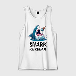 Майка мужская хлопок Shark ice cream - ai art, цвет: белый