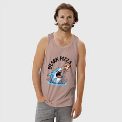 Майка мужская хлопок Shark pizza - ai art fantasy, цвет: пыльно-розовый — фото 2
