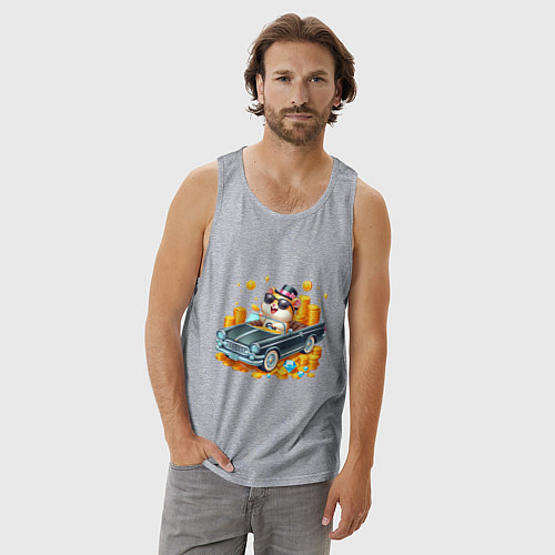 Мужская майка Хомяк миллионер на автомобиле / Меланж – фото 3