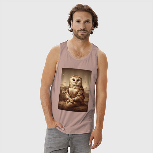 Мужская майка Сова Мона - фантазия от нейросети / Пыльно-розовый – фото 3