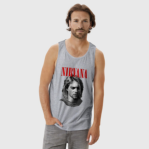 Мужская майка Nirvana kurt donald cobain / Меланж – фото 3