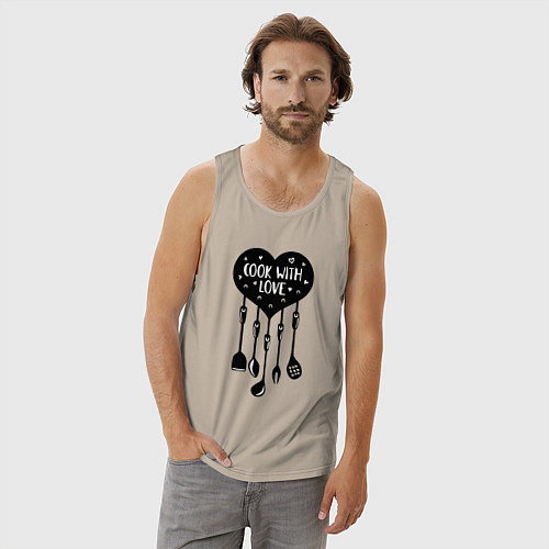 Мужская майка Готовь с любовью / Миндальный – фото 3